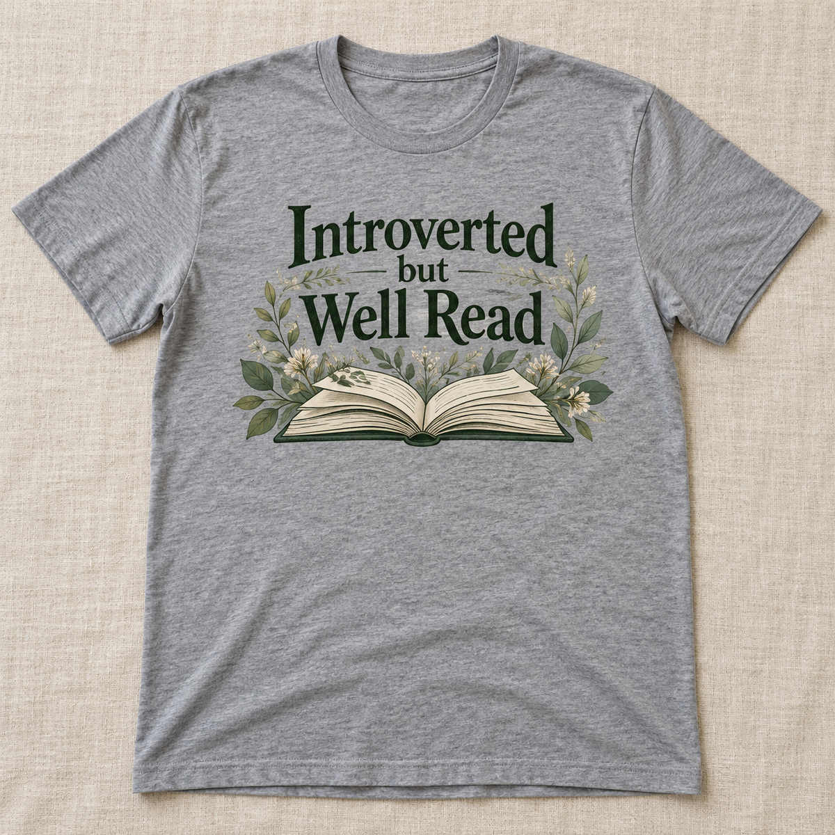 Introverted but Well Read tee shown in Gray