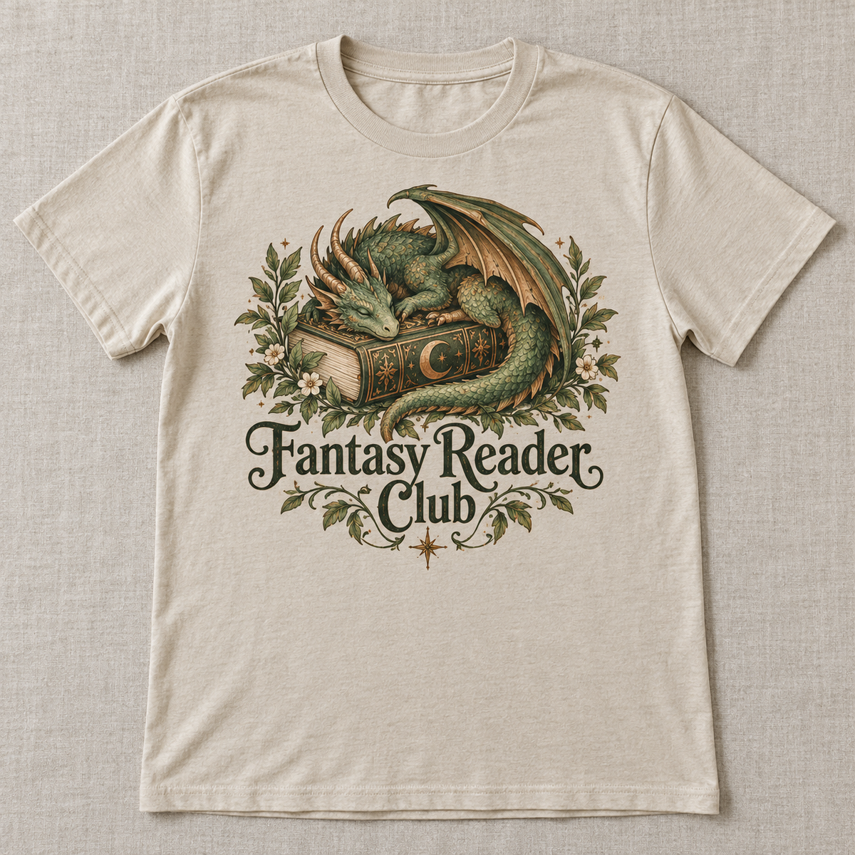 Fantasy Reader Club tee shown in Natural