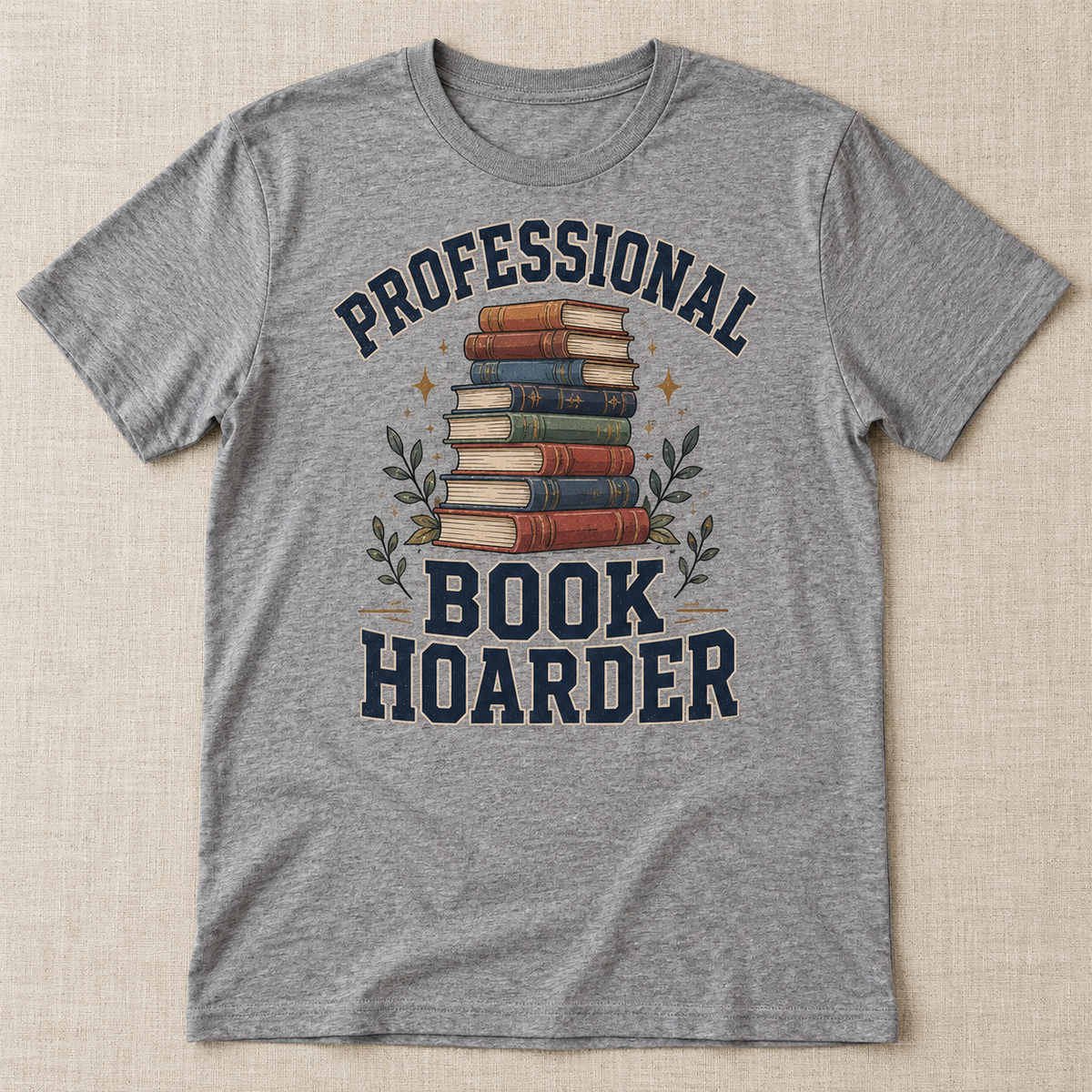 Professional Book Hoarder tee shown in Gray