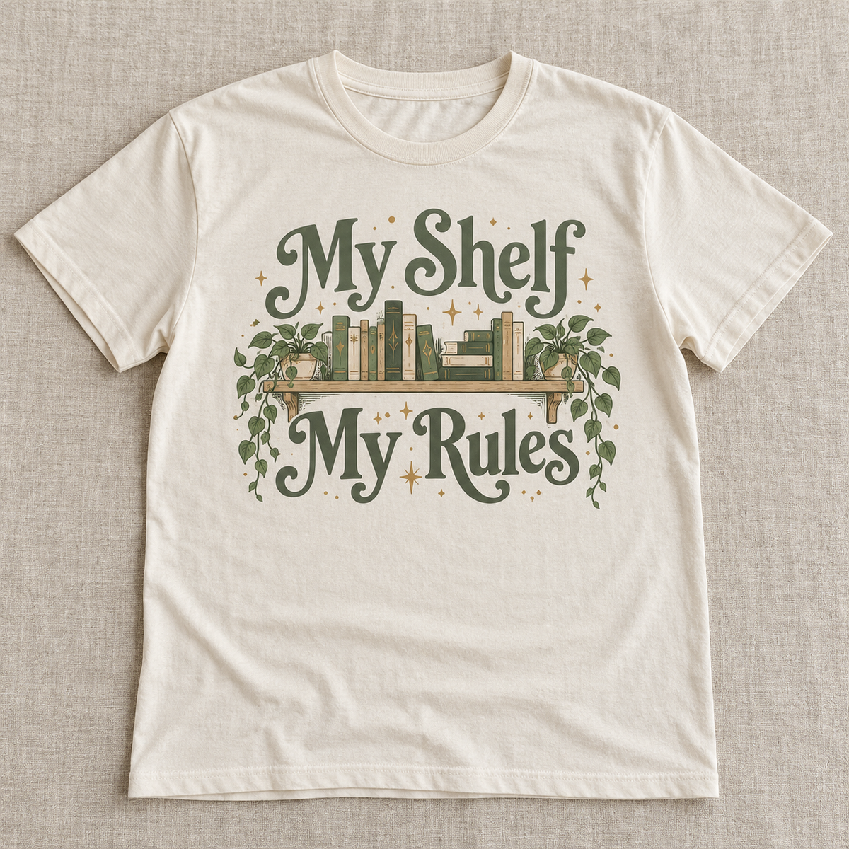 My Shelf My Rules tee shown in Natural