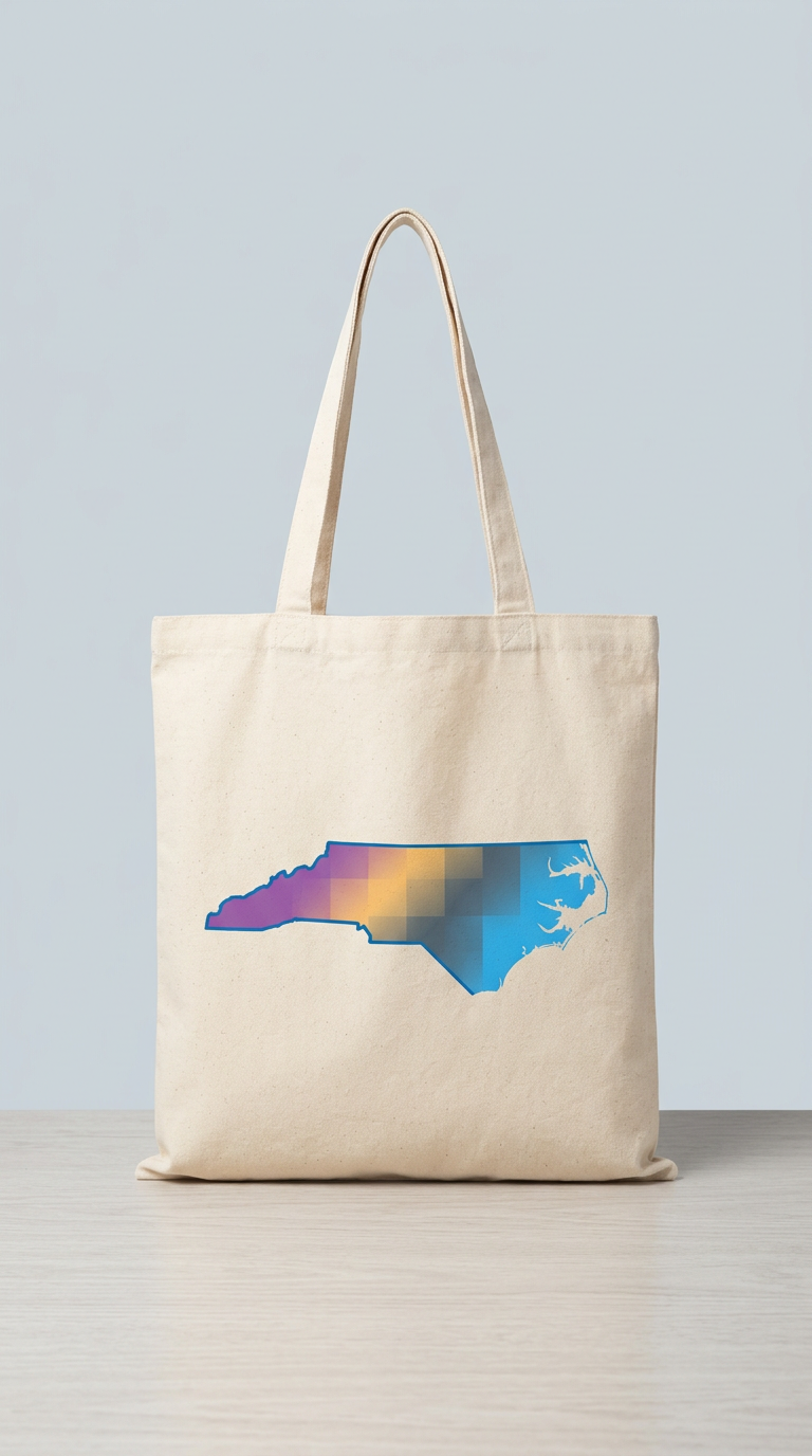 North Carolina outline canvas tote bag