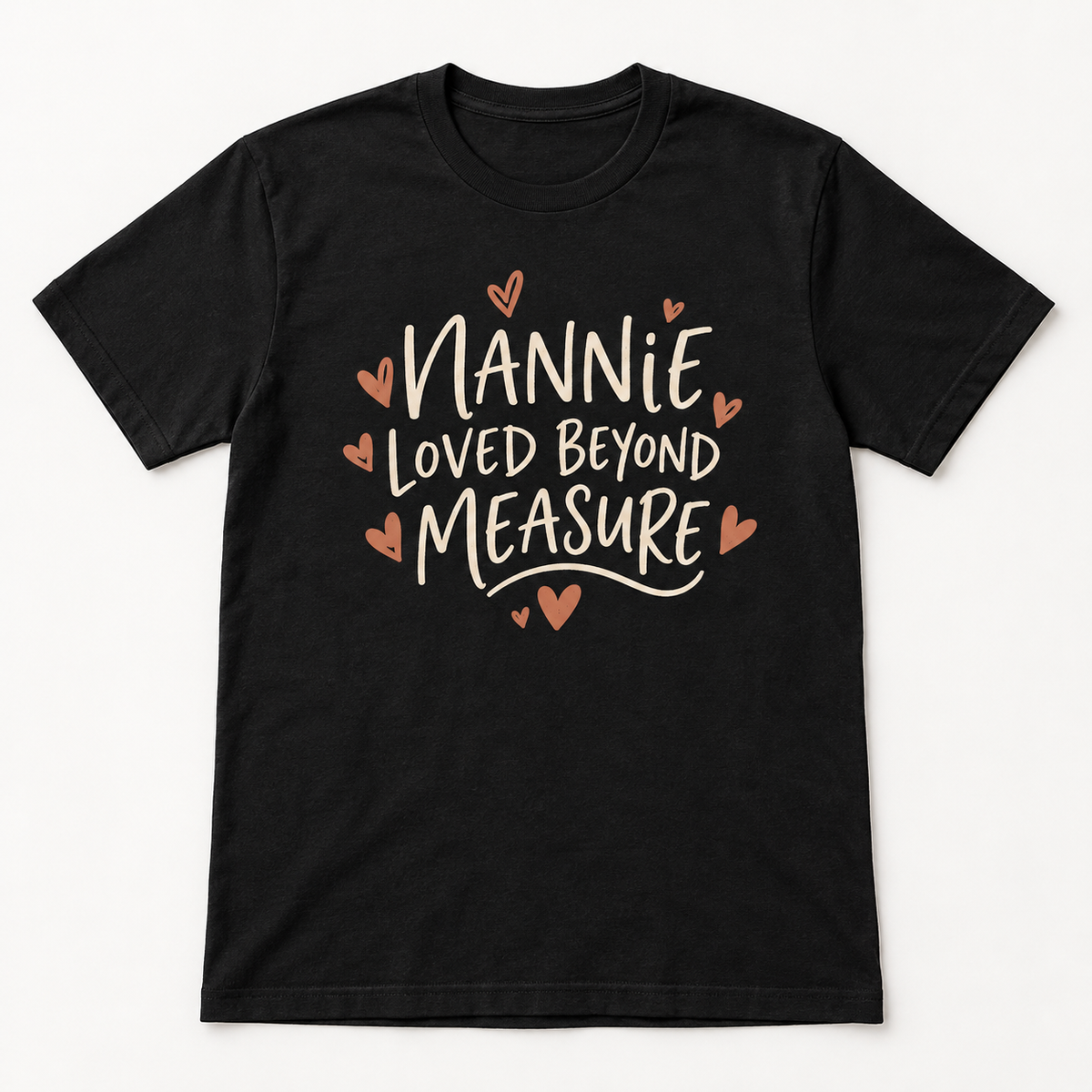 Nannie Loved Beyond Measure tee mockup in Black