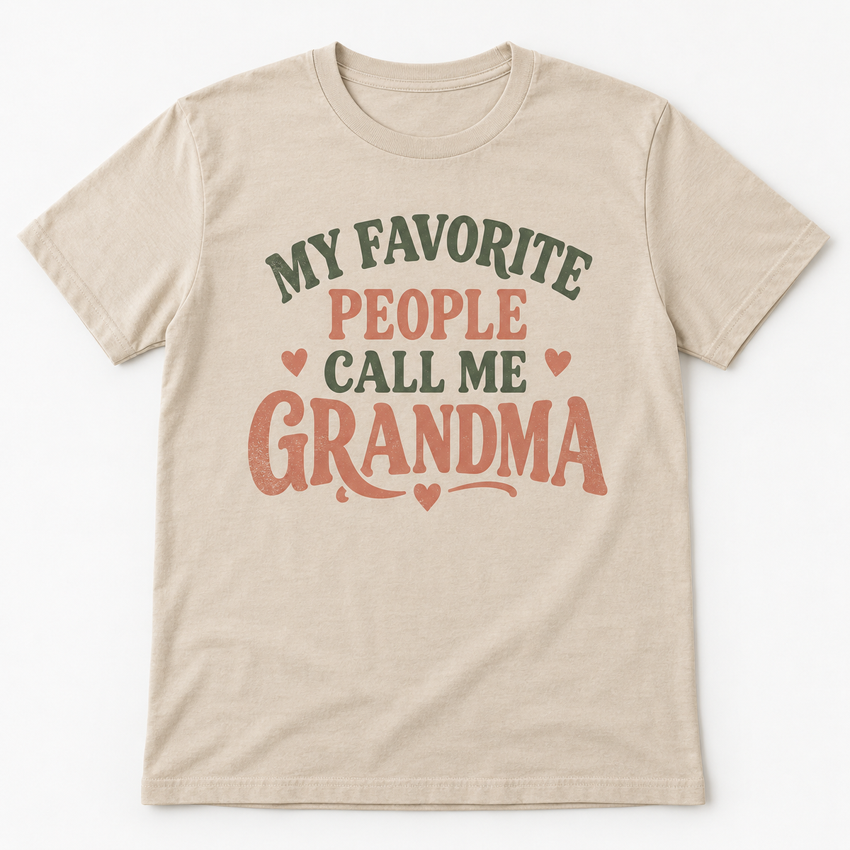 Grandma Favorite People tee mockup in Sand