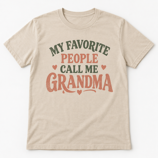 Grandma Favorite People tee mockup in Sand