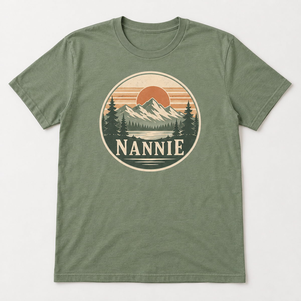 Nannie Mountain Mama tee mockup in Sage