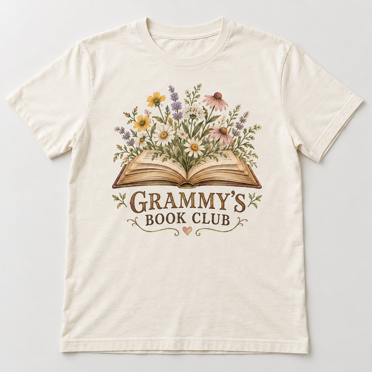 Grammy Bookish tee mockup in Ivory