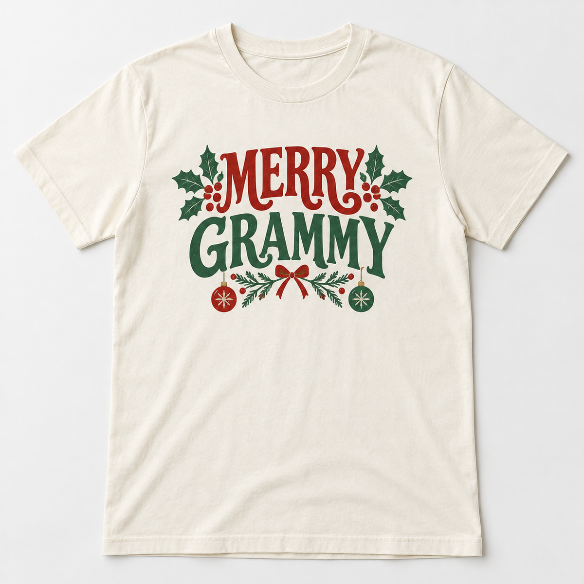 Grammy Christmas Cheer tee mockup in Ivory