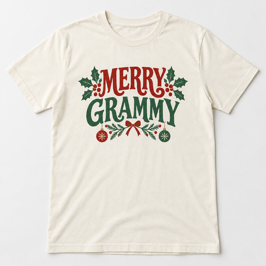 Grammy Christmas Cheer tee mockup in Ivory