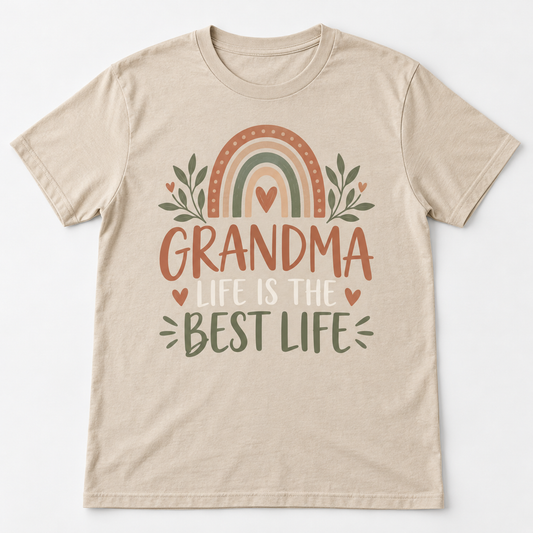 Grandma Grandma Life tee mockup in Sand