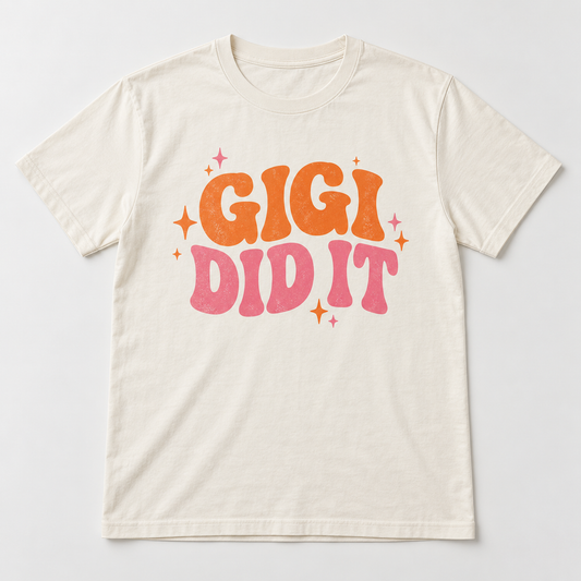 Gigi Spoiled Grandkids tee mockup in Ivory