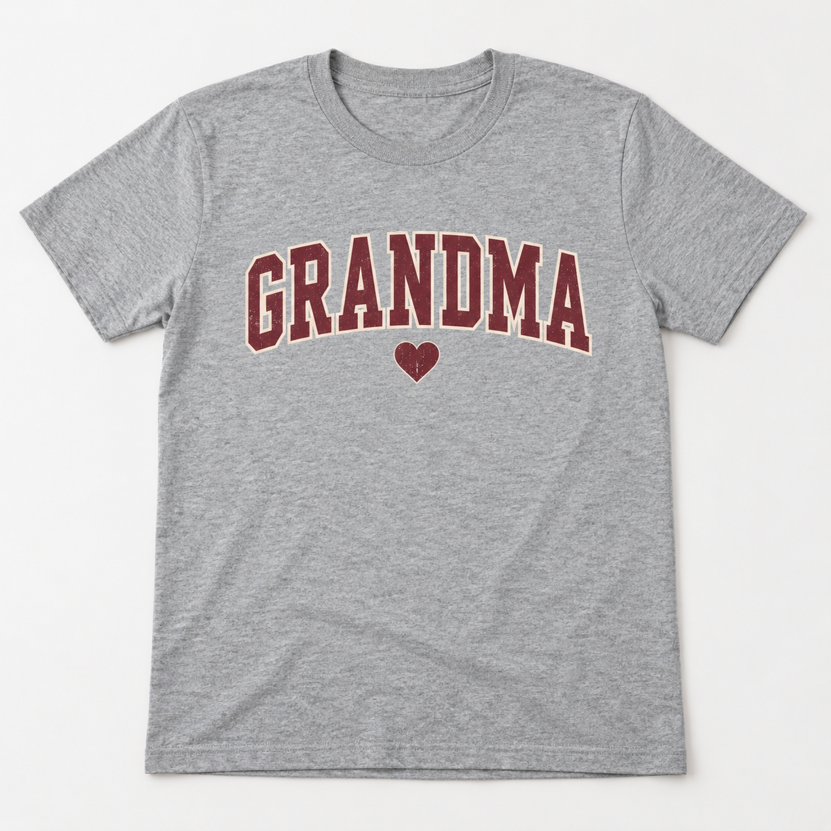 Grandma Vintage Varsity tee mockup in Heather Gray