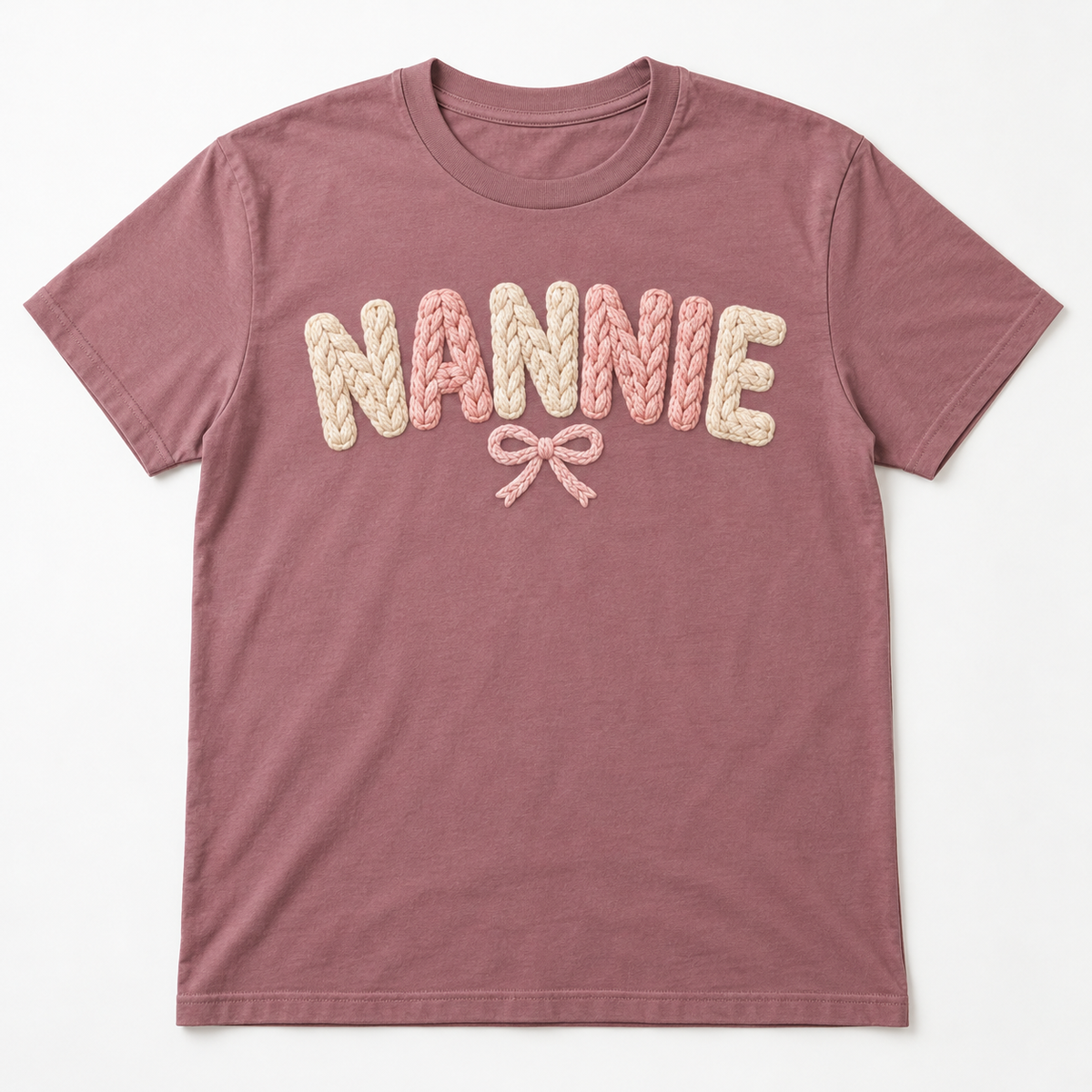 Nannie Cozy Knit tee mockup in Mauve