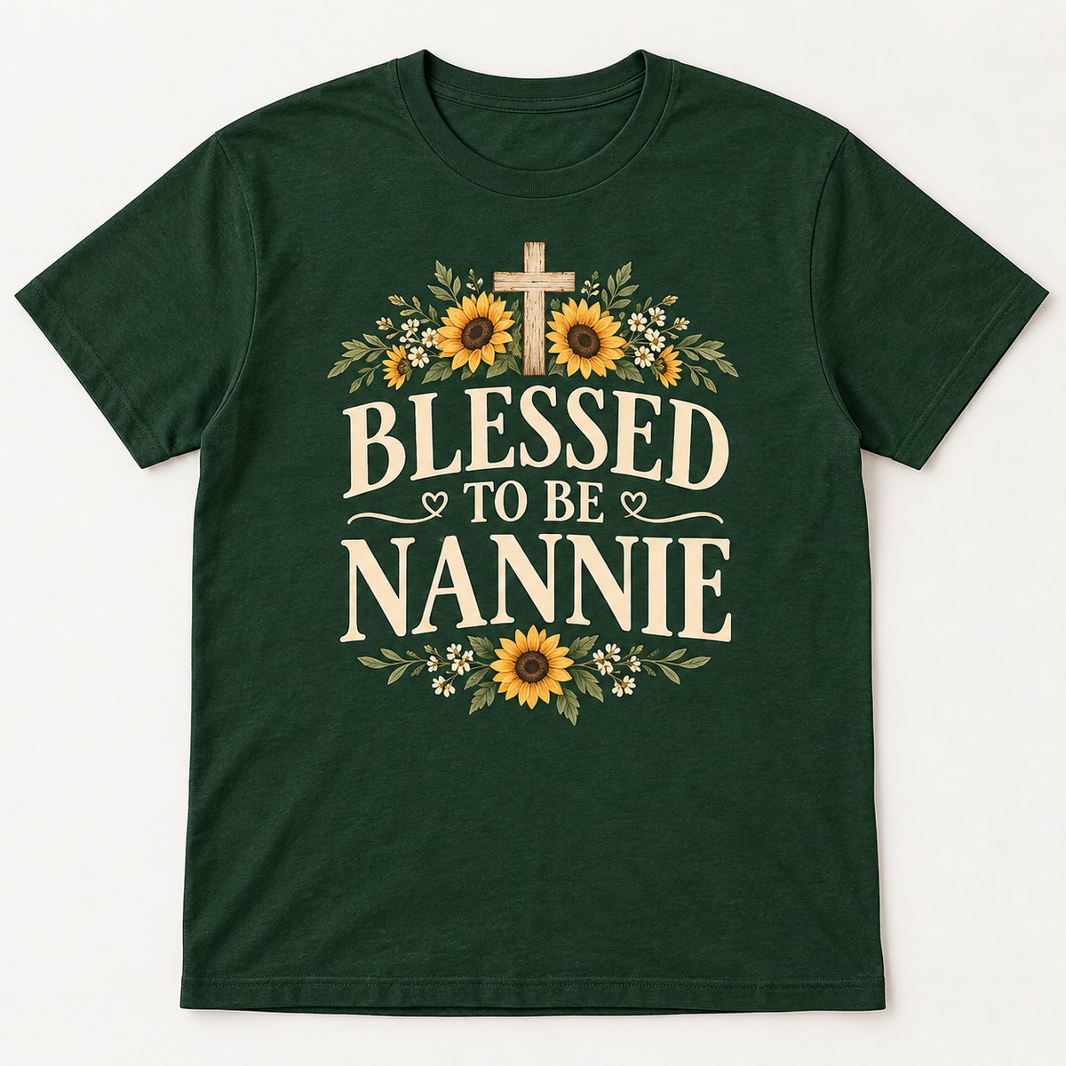 Nannie Simply Blessed tee mockup in Forest Green