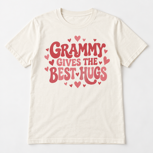 Grammy Best Hugs tee mockup in Ivory