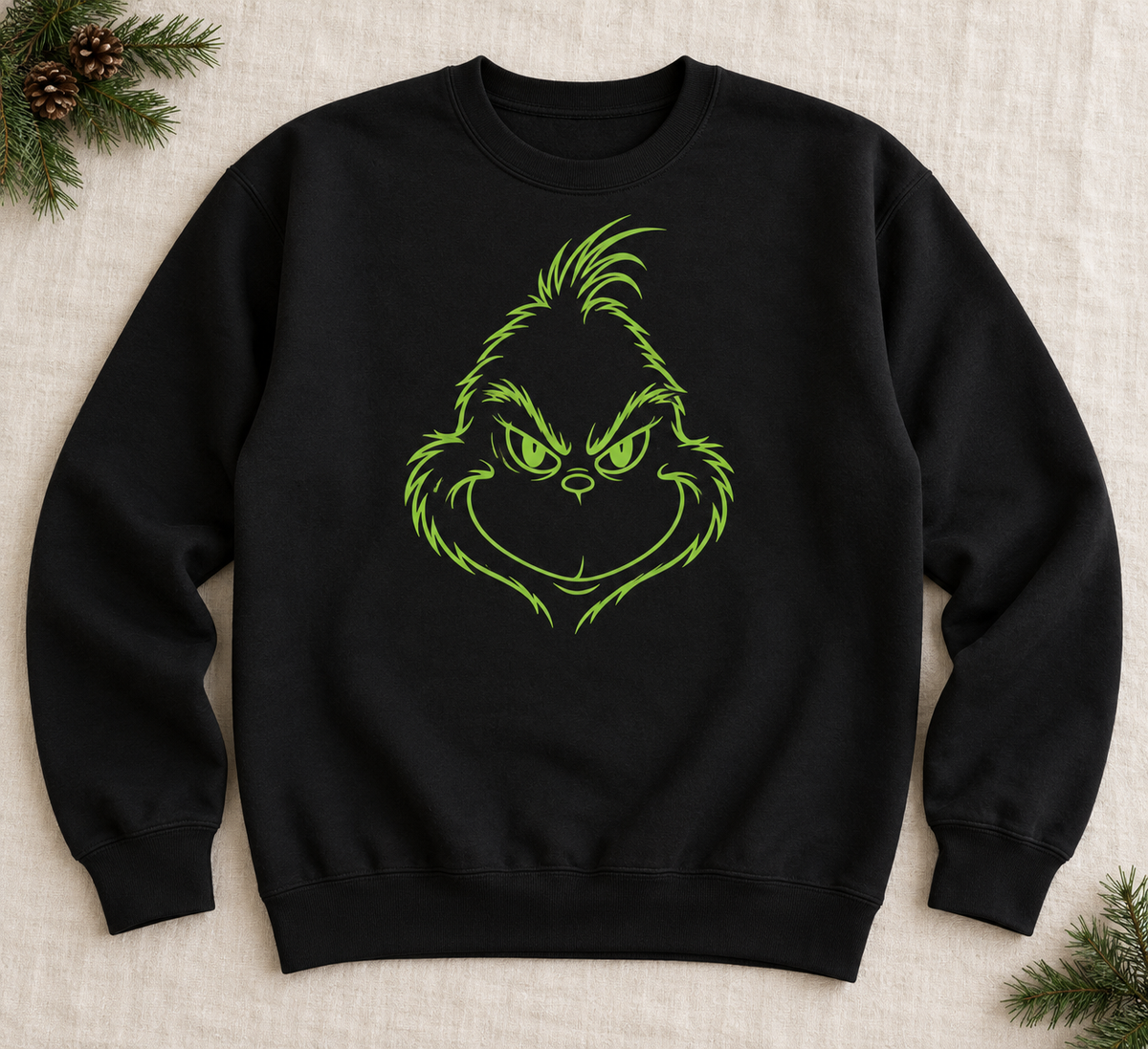 Grinch Face Lime Outline