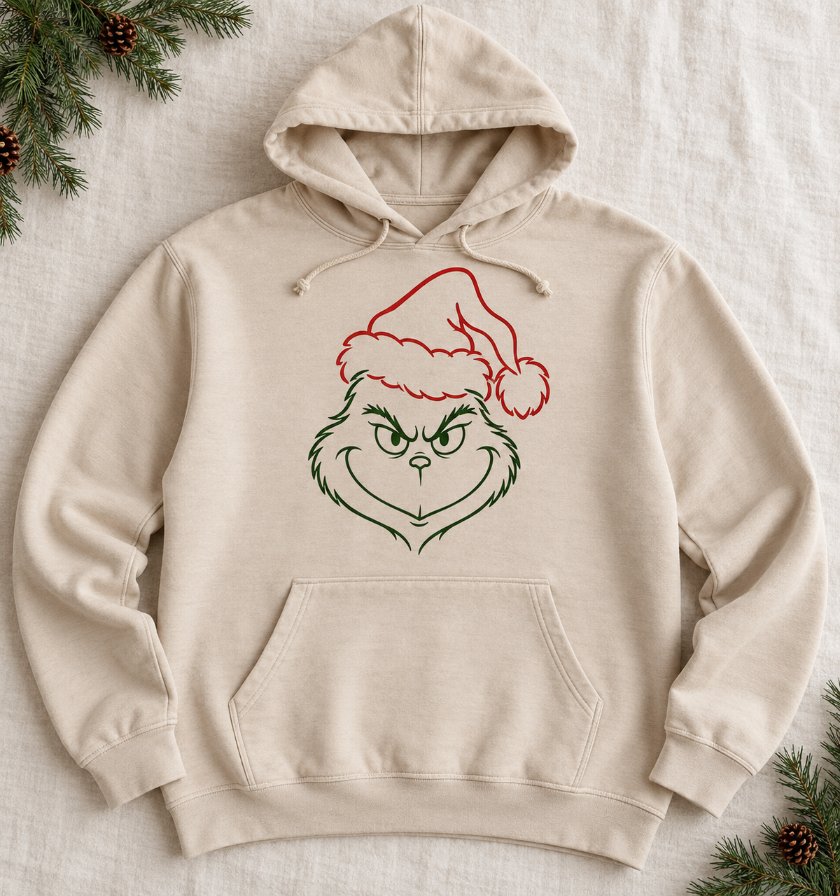 Grinch Face Santa Hat Outline