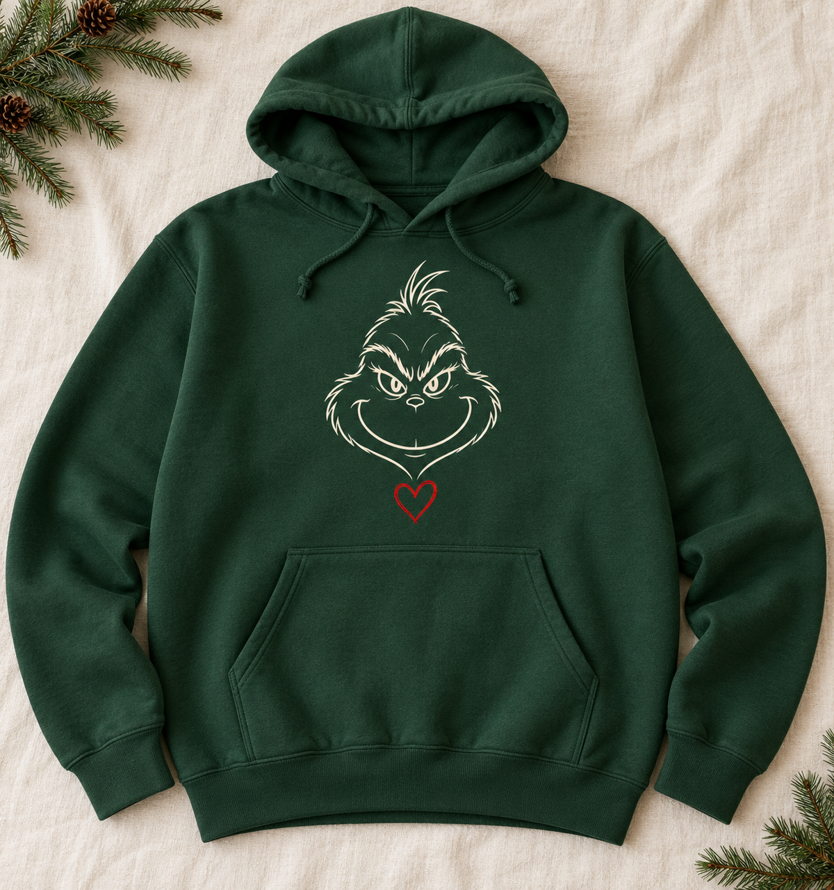 Grinch Face Heart Outline