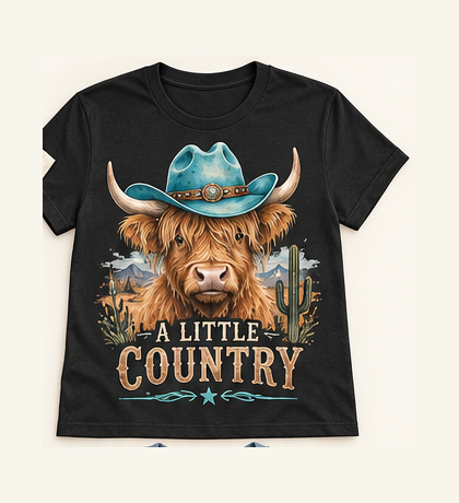 A Little Country Highland cow tee mockup