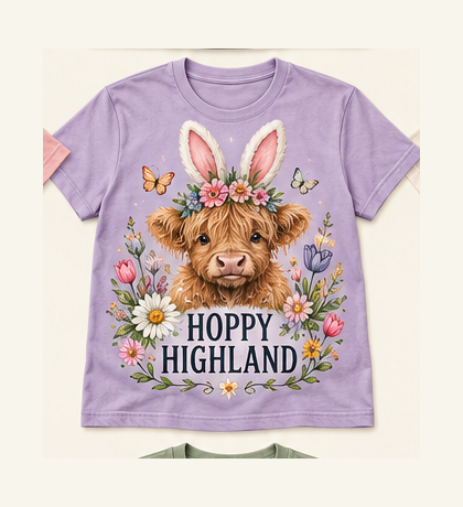 Hoppy Highland Highland cow tee mockup