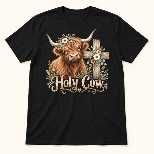 Holy Cow Highland cow tee mockup