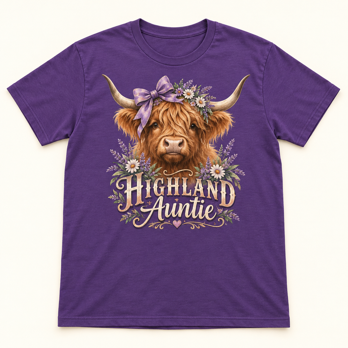 Highland Auntie Highland cow tee mockup