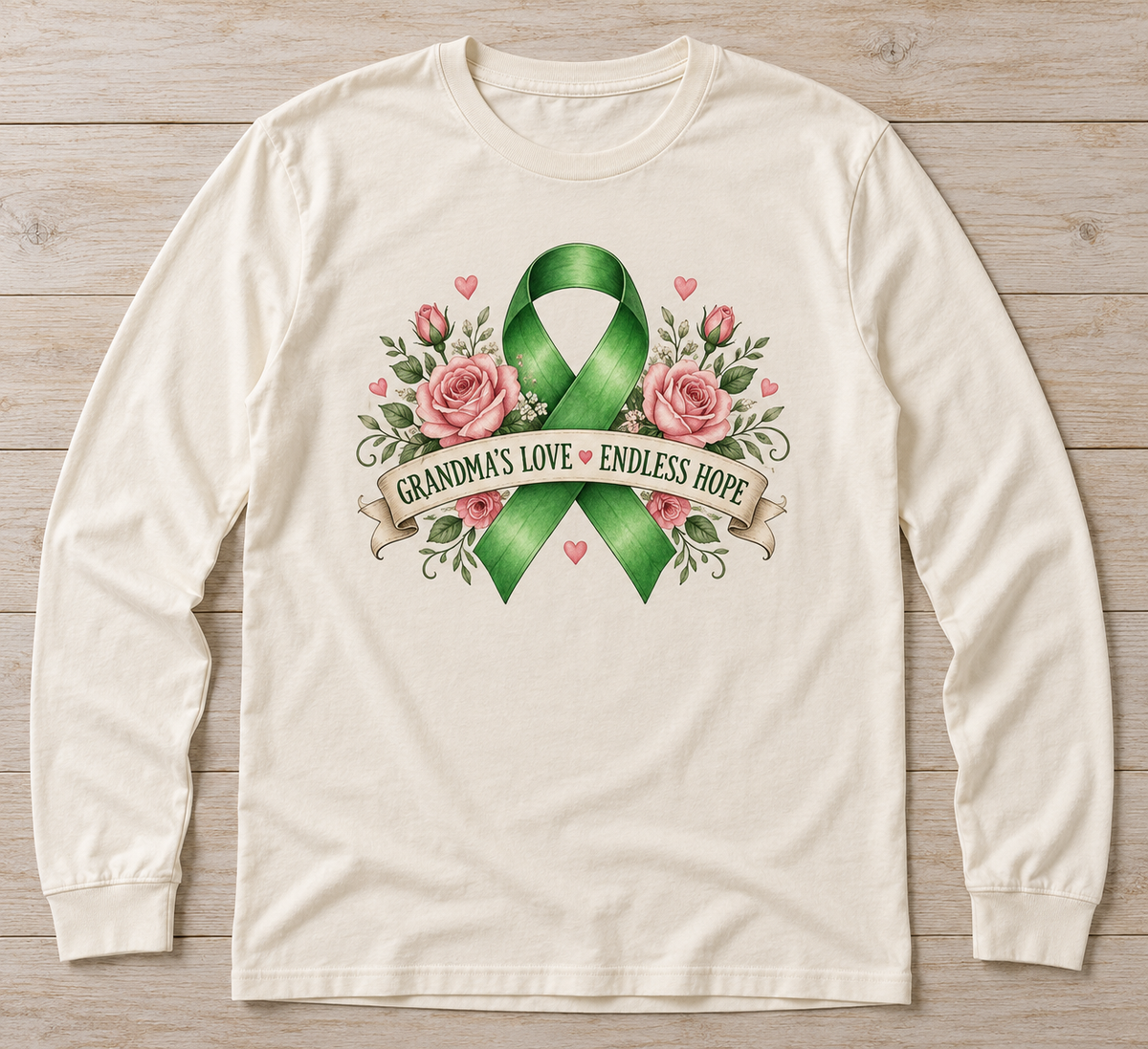Grandma's Love — Endless Hope green ribbon kidney awareness long sleeve tee