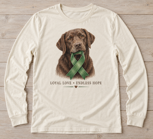 Loyal Love — Endless Hope green ribbon kidney awareness long sleeve tee