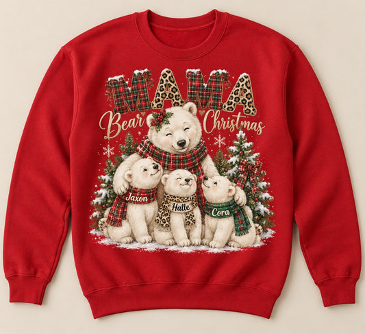 Mama Bear Christmas — Personalized Mama Christmas Crewneck