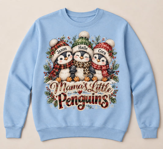 Mama's Little Penguins — Personalized Christmas Crewneck