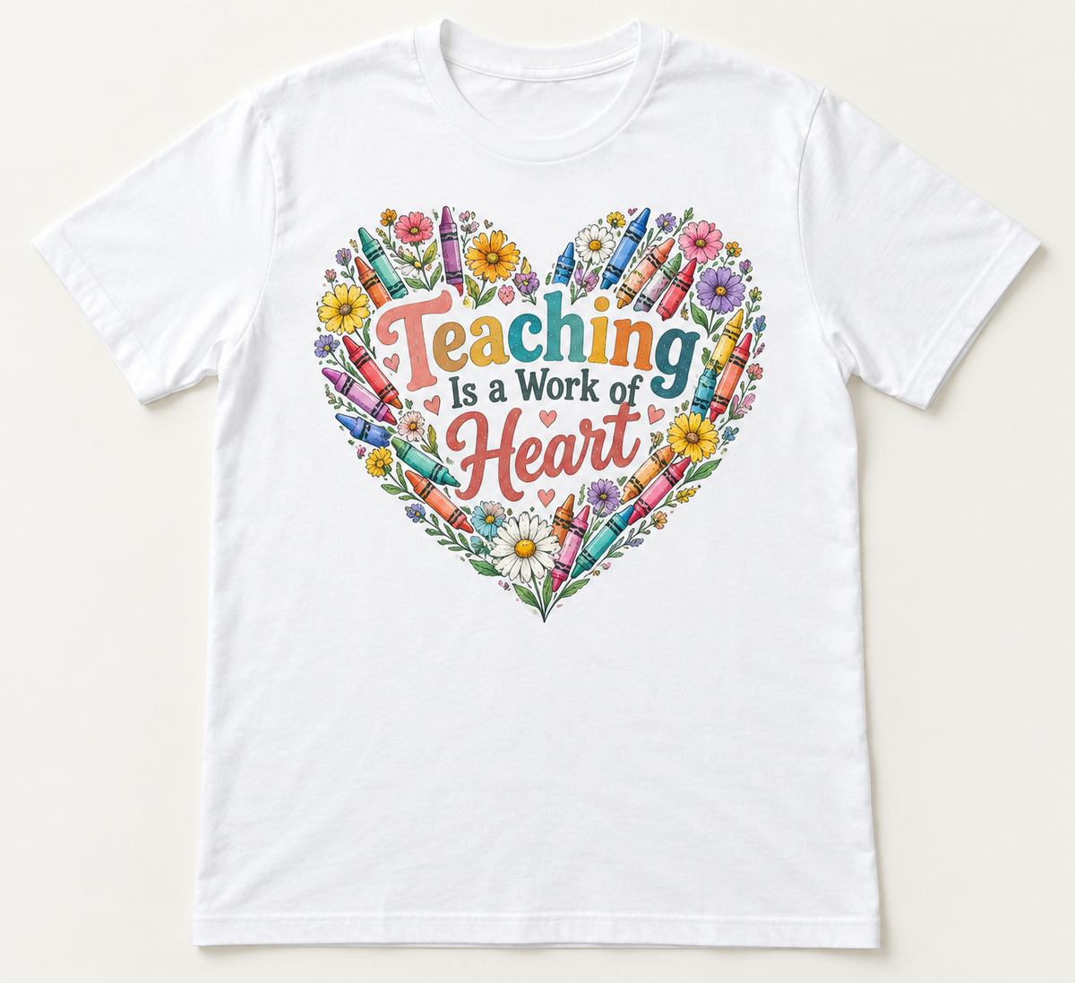 Teaching Is a Work of Heart — School Staff Tee mockup