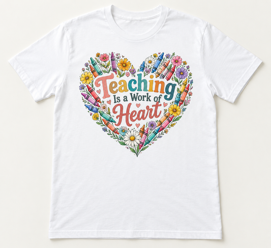 Teaching Is a Work of Heart — School Staff Tee mockup