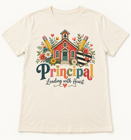 Principal Leading with Heart — School Staff Tee mockup