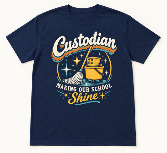Custodian Making Our School Shine — School Staff Tee mockup