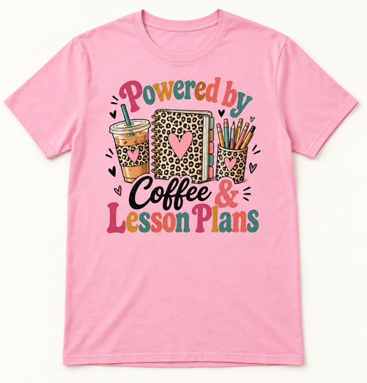 Powered by Coffee & Lesson Plans — School Staff Tee mockup