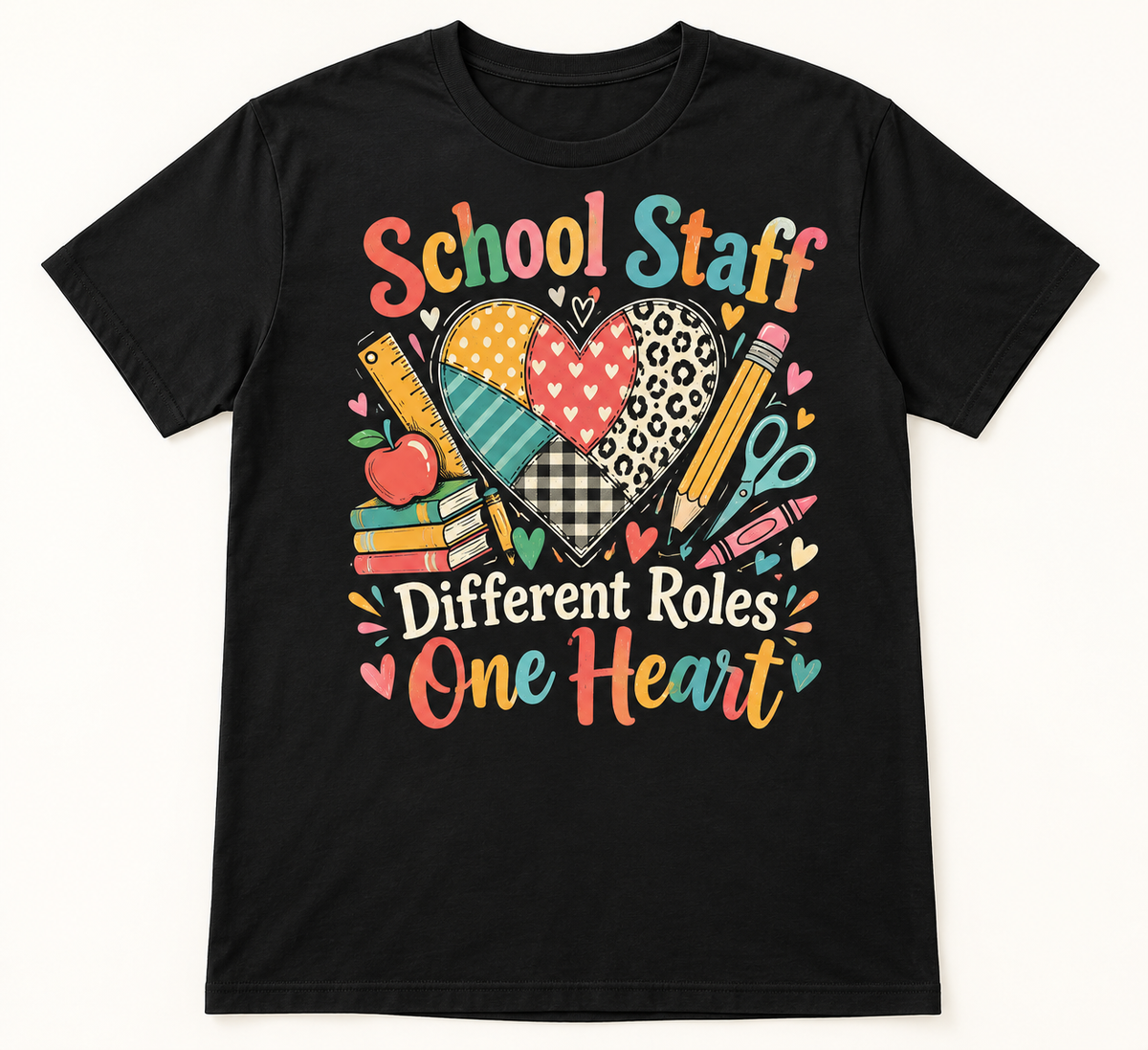 School Staff Different Roles One Heart — School Staff Tee mockup