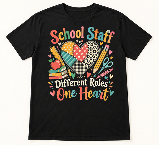 School Staff Different Roles One Heart — School Staff Tee mockup