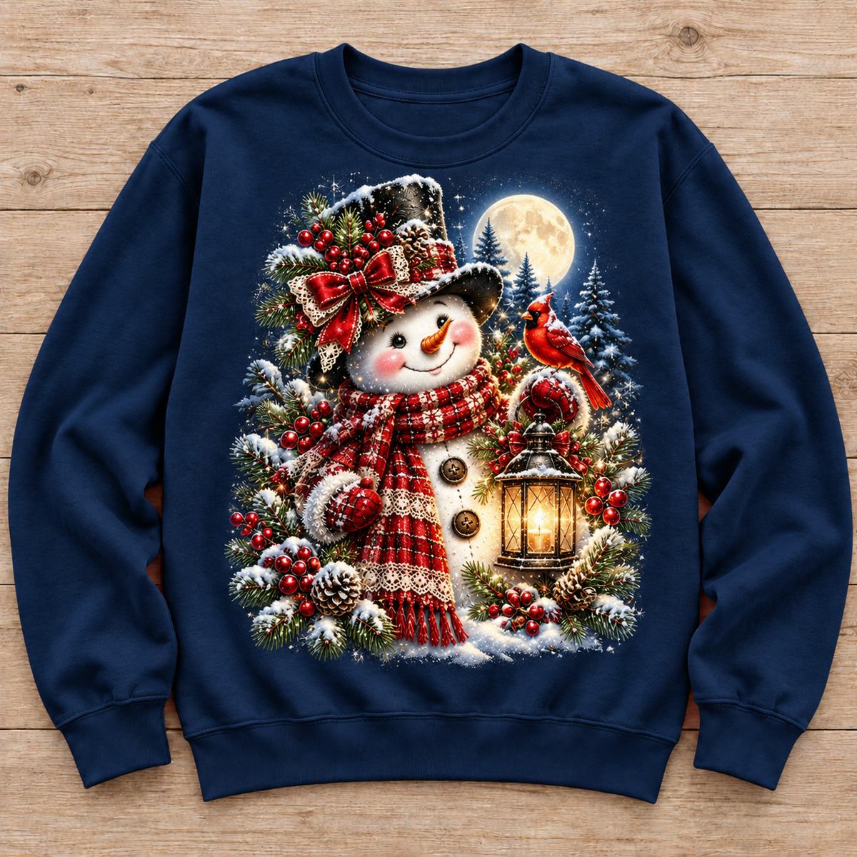 Moonlit Snowman & Cardinal sweatshirt