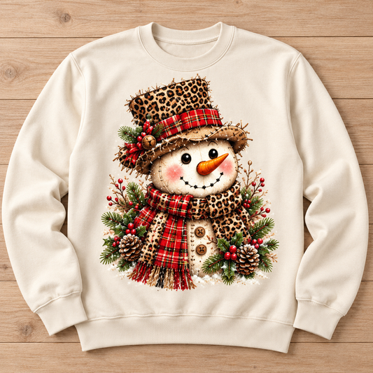 Leopard & Plaid Snowman sweatshirt