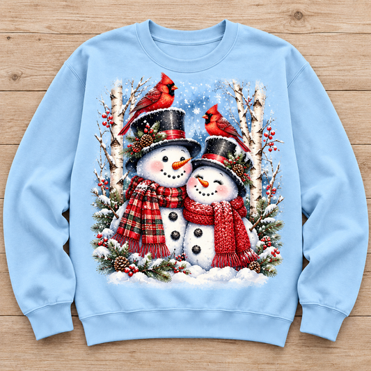 Snowman Couple & Cardinals sweatshirt