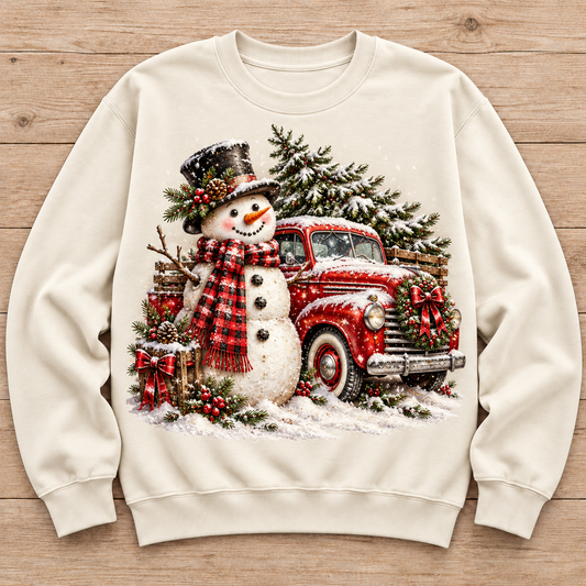 Snowman & Vintage Red Truck sweatshirt