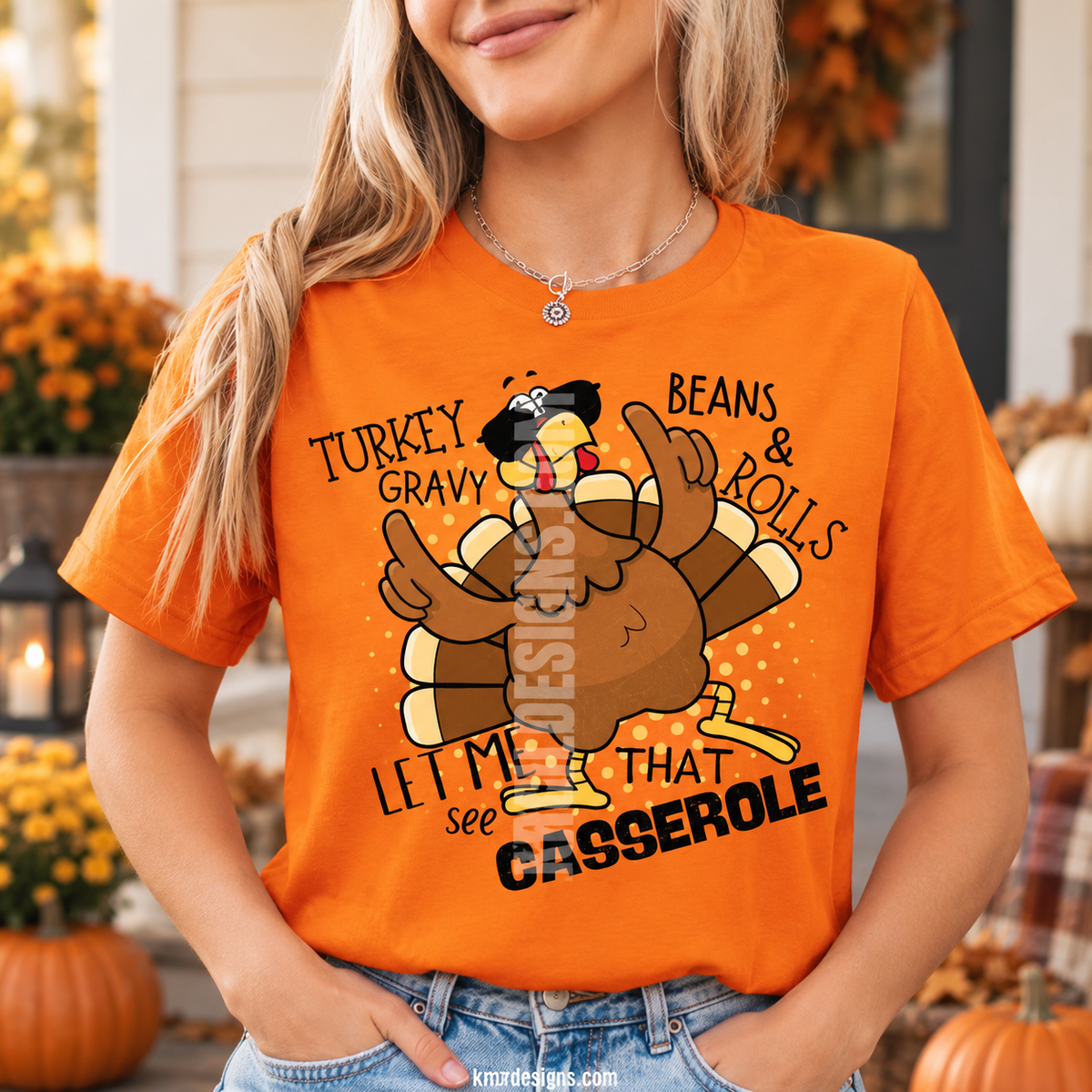 Turkey Gravy Beans & Rolls Casserole Thanksgiving Tee