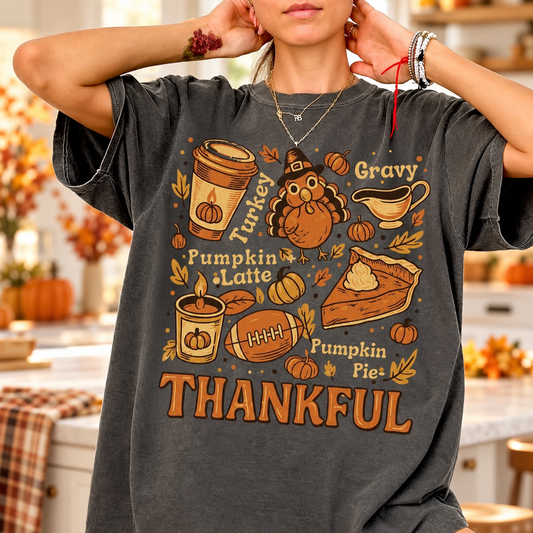 Thankful Autumn Favorites Thanksgiving Tee