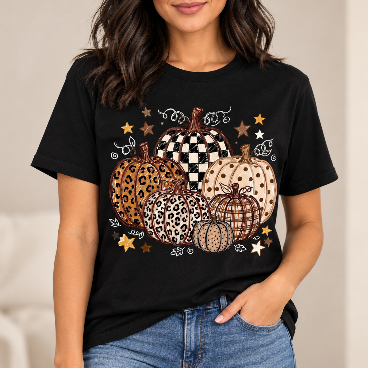 Patterned Pumpkins Thanksgiving Tee
