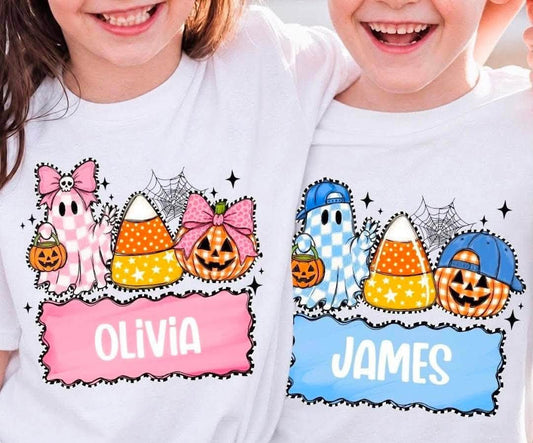 Personalized Kids Halloween — Patchwork Ghosts
