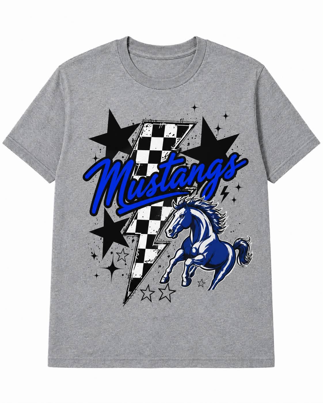 Mustangs — Rearing Horse & Checkerboard Lightning