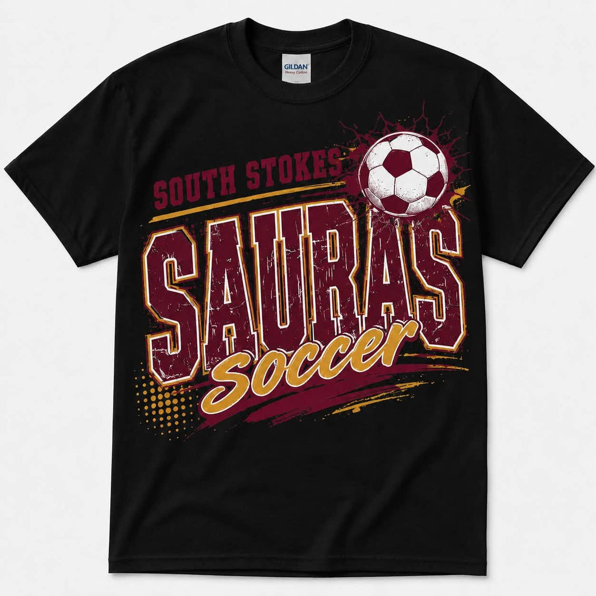 Personalized South Stokes Soccer — Distressed Front & Back