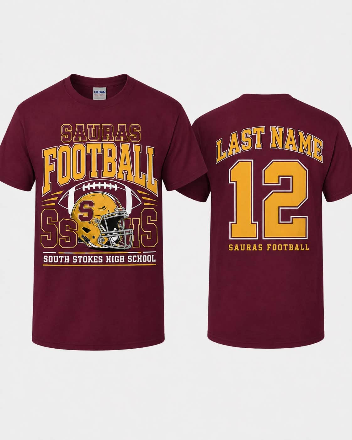 Personalized South Stokes Football — Helmet Front & Back