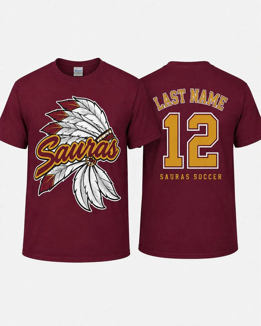Personalized Sauras Soccer — Feather Front & Back