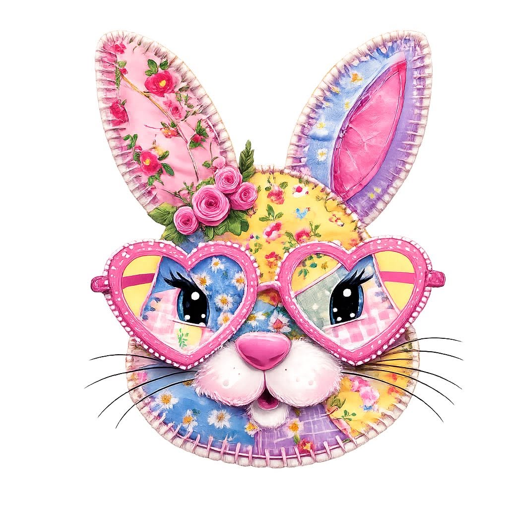 Patchwork Bunny — Stitched Heart Glasses