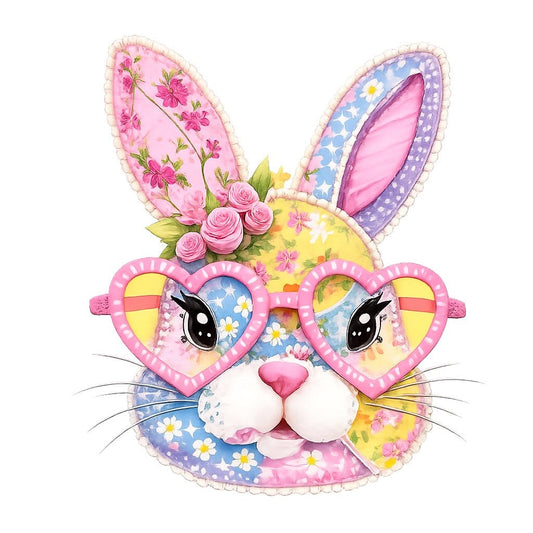 Patchwork Bunny — Pastel Heart Glasses